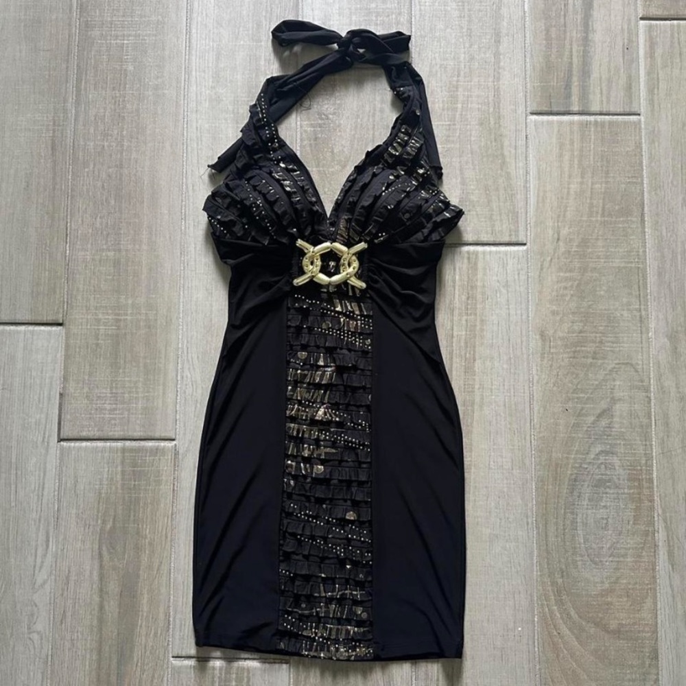 Elegant Black Halter Dress